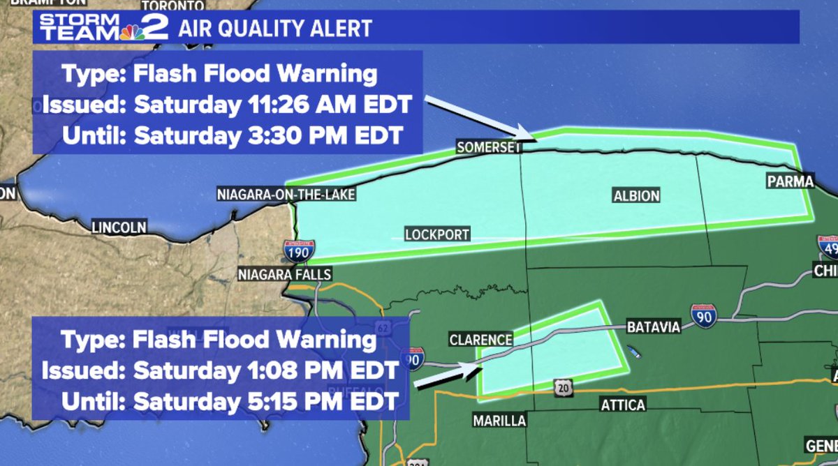 Two Flash Flood Warnings have been issued for parts of Western New York ...