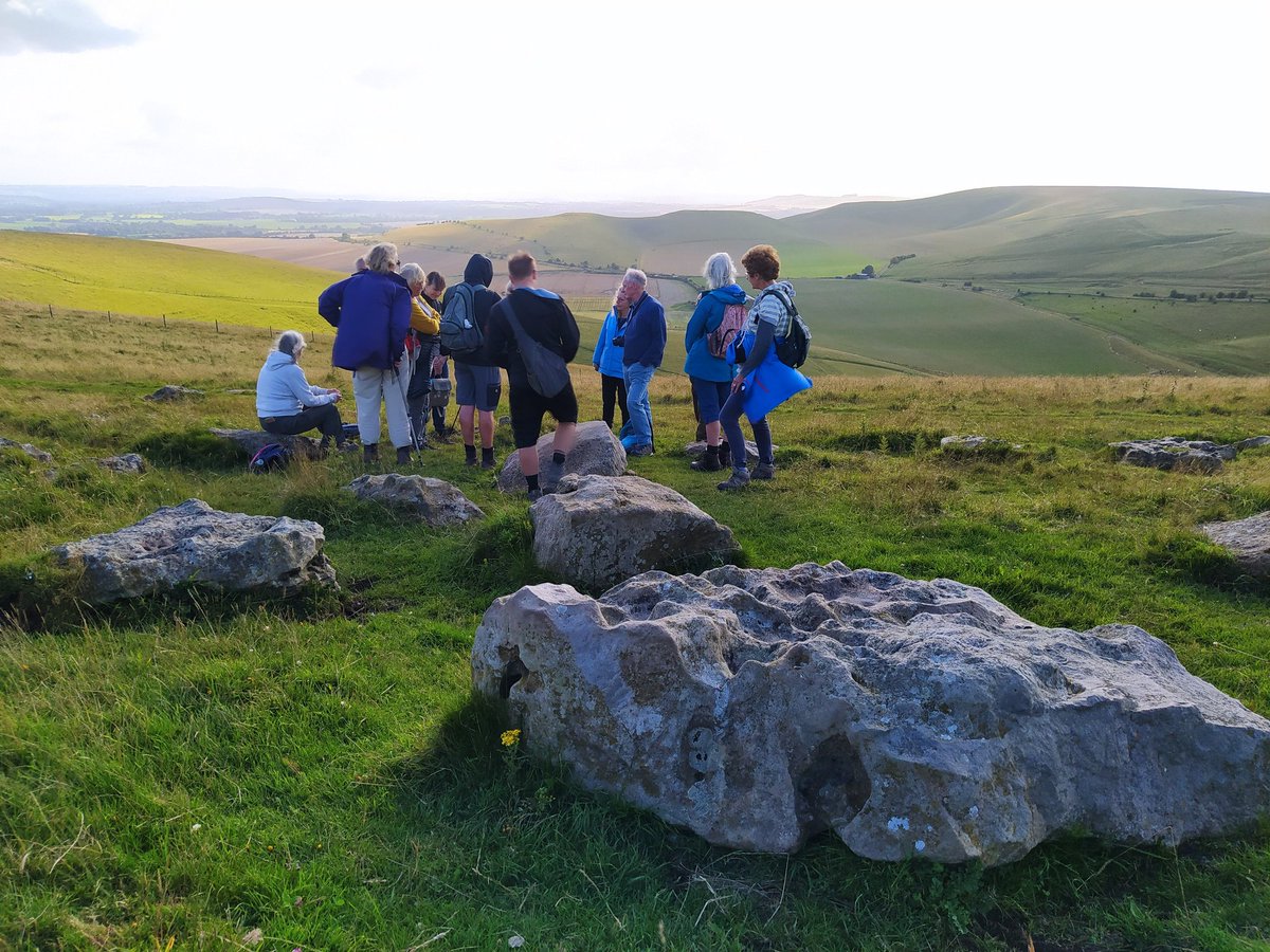 Geology walk with Isobel Geddes in the @NorthWessexAONB @visitpewseyvale. Hearing about sarsens.