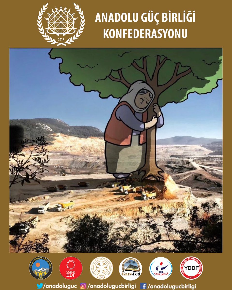 AnadoluGuc's tweet photo. Küresel ısınmanın bu denli yakınımızda olduğu bir dönemde, tek bir ağaca kıymak bile cinayettir. 
Anadolu Güç Birliği Konfederasyonu ve bileşenleri kardeş federasyonlar olarak #Akbelen ormanı ve yaşanabilir bir #çevre için direnen Muğla Milas Akbelen Köylülerimizi destekliyoruz. https://t.co/33ZLZbPJh7
