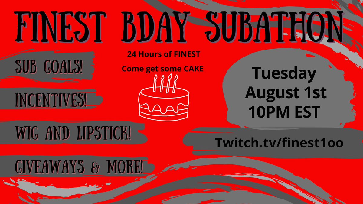 My first 24 hour and b day stream is August 1st 10 1030 pm est running through my actual b day on August 2nd will be fun and alot of giveaways so blessed for this community through all the ups and downs you all make it worth it that's why I love giving back so much ❤️