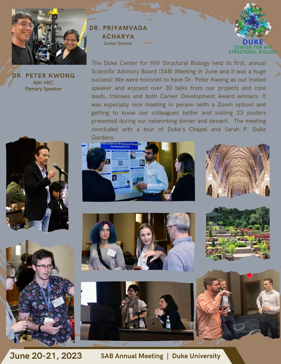 Duke Center for HIV Structural Biology (@dukehivstrucbio) on Twitter photo Our 1st annual meeting provided an excellent opportunity to come together to discuss our accomplishments and path forward. Honored to have Dr. Peter Kwong from the Vaccine Research Center <a href="/NIH/">NIH</a> give the Plenary talk. Thankful to our Scientific Advisory Board for their guidance. Our 1st annual meeting provided an excellent opportunity to come together to discuss our accomplishments and path forward. Honored to have Dr. Peter Kwong from the Vaccine Research Center <a href="/NIH/">NIH</a> give the Plenary talk. Thankful to our Scientific Advisory Board for their guidance.