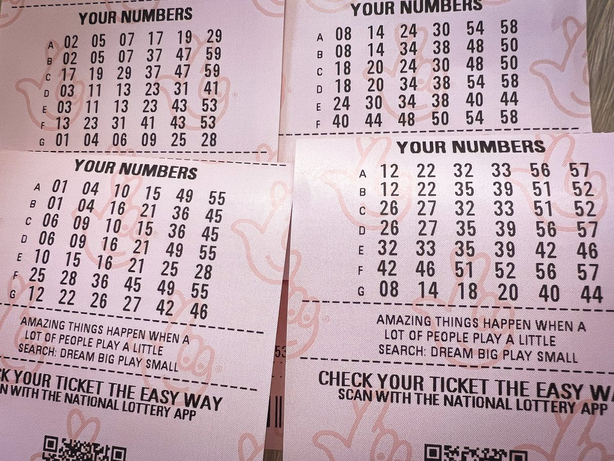 standupmaths's tweet photo. I have my 27 tickets ready to go for a guaranteed win on tonight’s UK lottery! Maths! (PS I promise on 1.5% chance I make a net profit I will spend the money making maths videos.) https://t.co/baxew9Ze7O https://t.co/kT9uRVk7rM