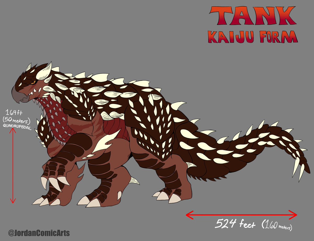 JordanComicArts's tweet photo. Big Tank in all glory! Finished making a proper reference sheet her true Kaiju/monster form.
#Kaiju #kaijiart #monster #monsterart #monstercharacter #oc #originalcharacter #originalcharacterart https://t.co/bsYXTMWheo