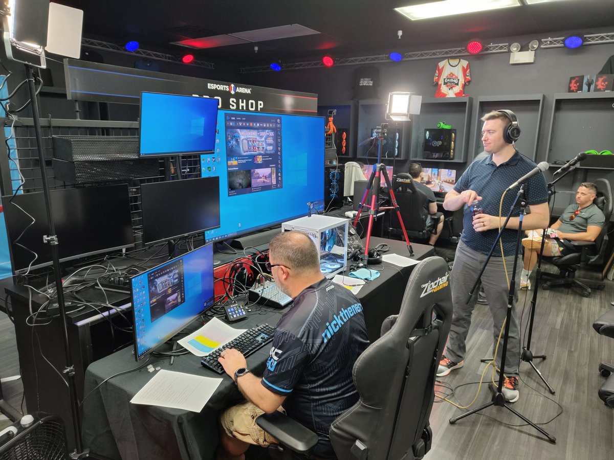 KCGameOn's tweet photo. We are set up and ready to go at Esports Arena! Join us here or on Twitch to see the conclusion of the summer season of the KC Corporate Esports Cup! https://t.co/6xnuV3c66G