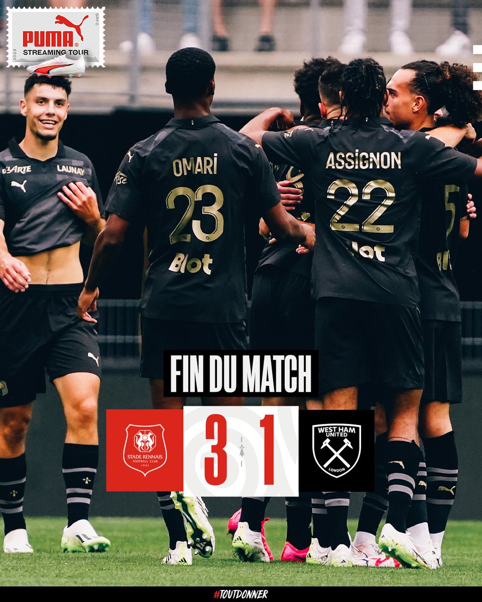staderennais's tweet photo. 🏁 C’est terminé au Roazhon Park.

Les Rouge et Noir s’imposent face à West Ham après une prestation solide. 👊🔴⚫️ 

#SRFCWHU 3-1 https://t.co/5i2r9edUZy