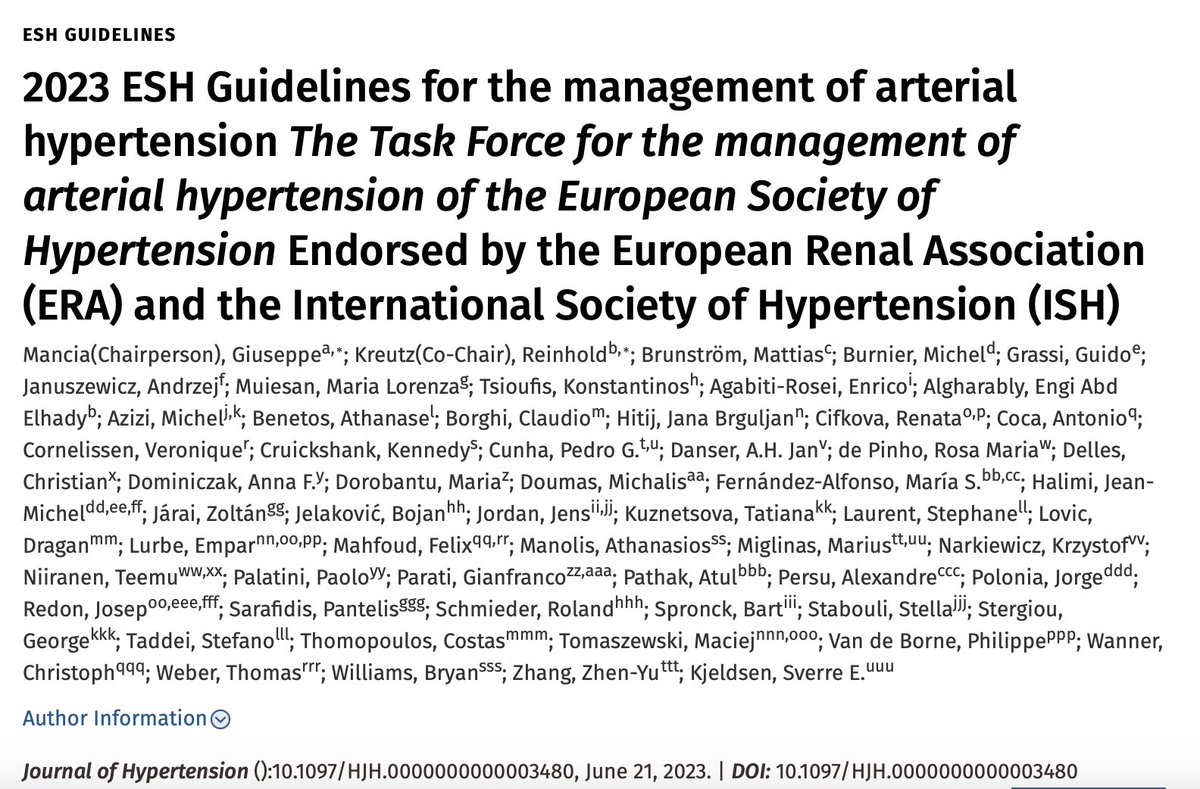 ESH HTN Guide 2023 may help avoid #Overprescribing in old pple
* ≥80yrs, initiate drug trt at 160 systolic (can consider 140–160) * For very frail→ INDIVIDUALISE. 
Give drugs once a day, om
Use ACEI/ARB, CaCB, BB &amp; Thiazide/like diuretics → choose most appropriate for indiv