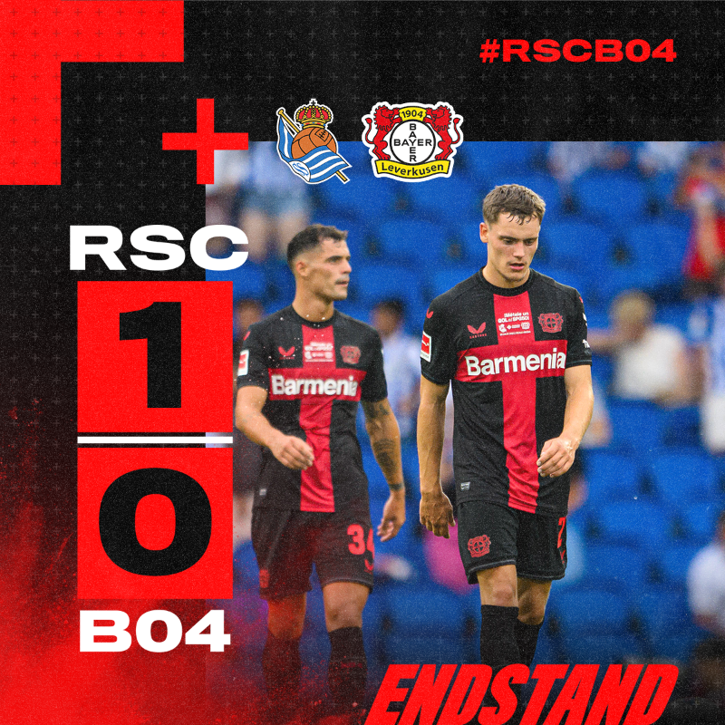 bayer04fussball's tweet photo. Trotz einiger guter Chancen unterliegen wir einen Tag nach #B04inAustria 🇦🇹 im Benefizspiel bei @RealSociedad.
#RSCB04 1:0 | #Bayer04 | #Werkself
🔴 Hier könnt ihr euch die Partie noch einmal in voller Länge ansehen: 👇