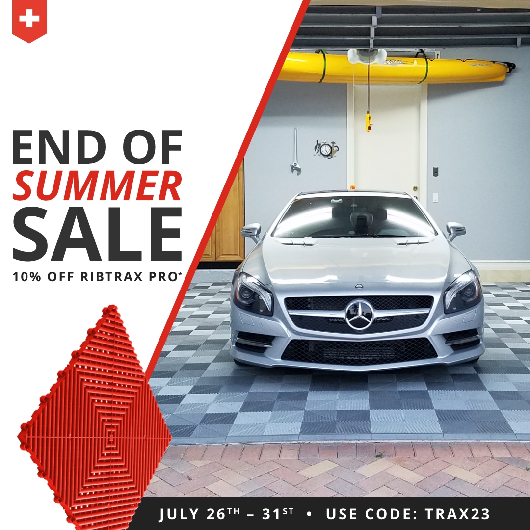 Close out summer with 10% off all standard Ribtrax Pro* garage floor tiles! Use code TRAX23 with our floor designer, online store or quote request through 7.31.23.

*Discount applies to Ribtrax Pro Standard Color Options. bit.ly/3yXXBOw

#sale #garage #garagemakeover