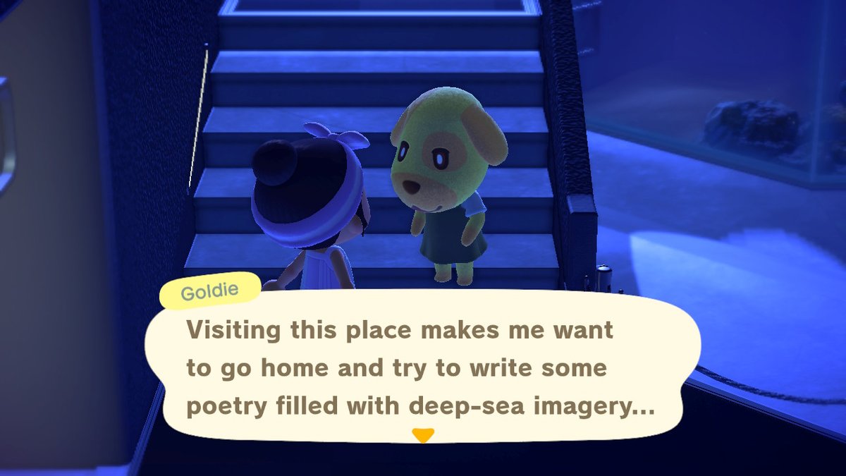 PelaThresh's tweet photo. Visit to the aquarium with Goldie!!! #AnimalCrossing #ACNH #NintendoSwitch https://t.co/VbsqUsSMgi