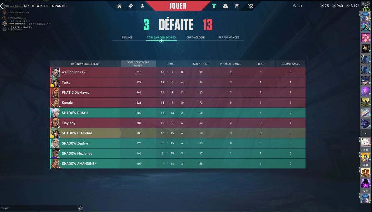 Défaite sur le 2nd match 🔫

Plus qu'un match pour ce soir. LET'S GO 👊