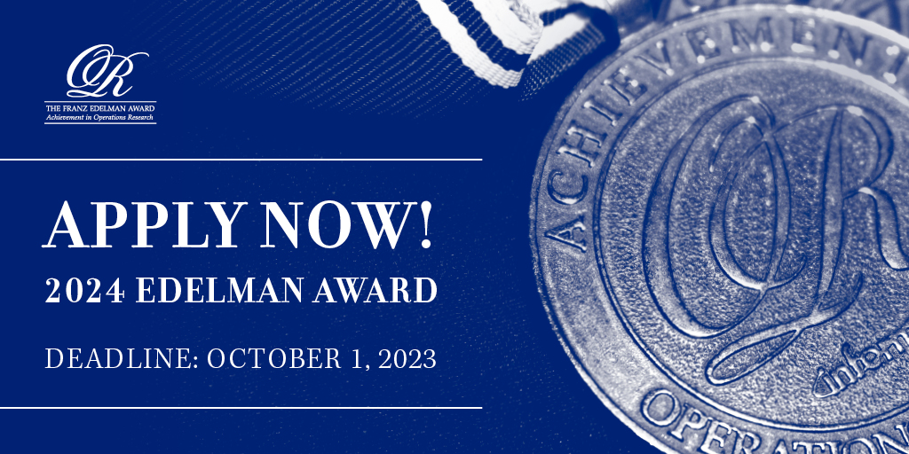 The Franz Edelman Award recognizes and rewards outstanding example of operations research, management science, and advanced analytics.
[Learn more] bit.ly/3Qd6dcN

#FranzEdelman #INFORMS #operationsresearch #analytics  #optimization #simulation #orms #datascience #ML #AI