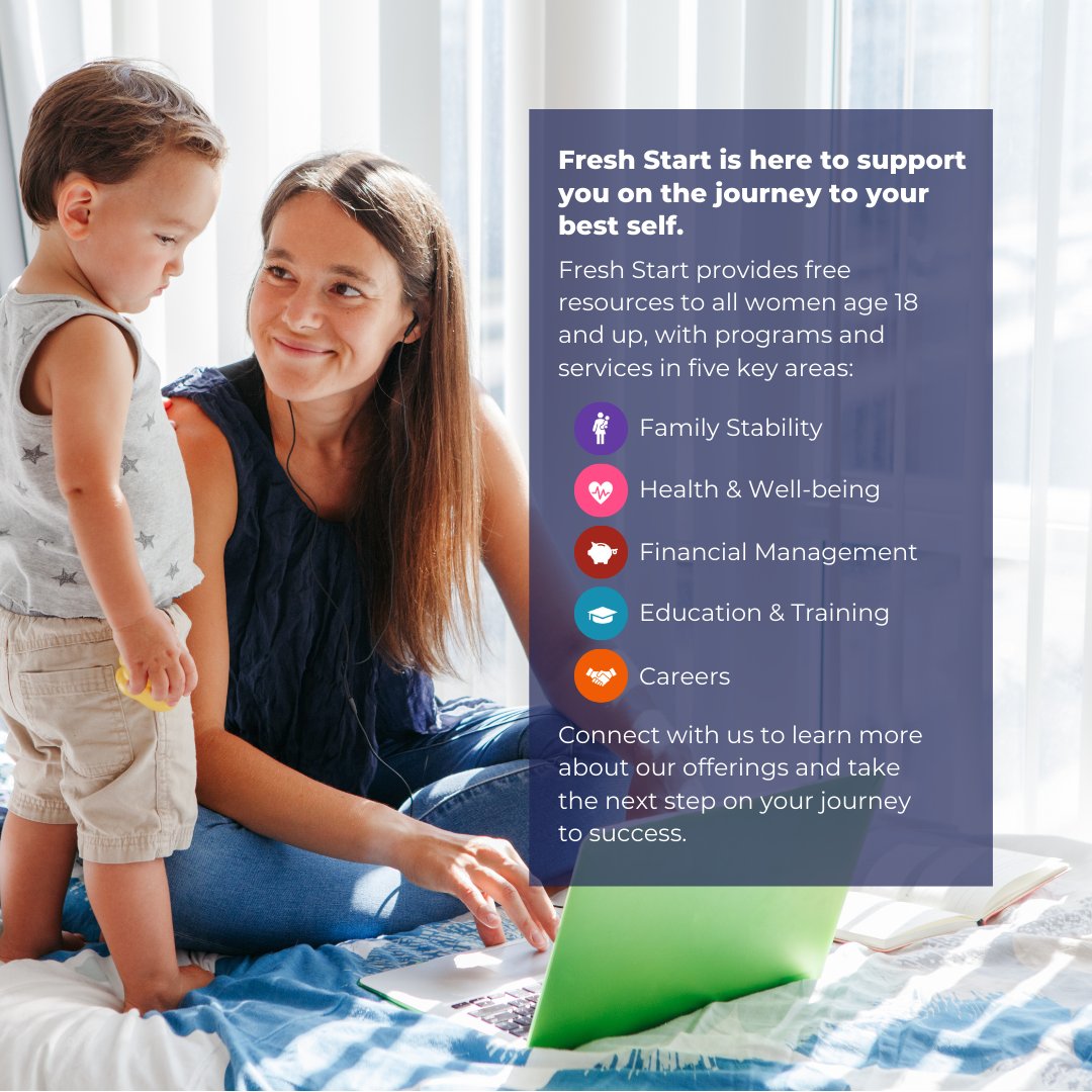 FreshStartWomen's tweet photo. With regular workforce training opportunities &amp; one-on-one support, Fresh Start is here to empower you on your journey to self-sufficiency.

Connect with us to learn more or to sign up for our newsletter for monthly updates on all of our key offerings.
https://t.co/pw104yAioy https://t.co/Bh0EeK0VaX