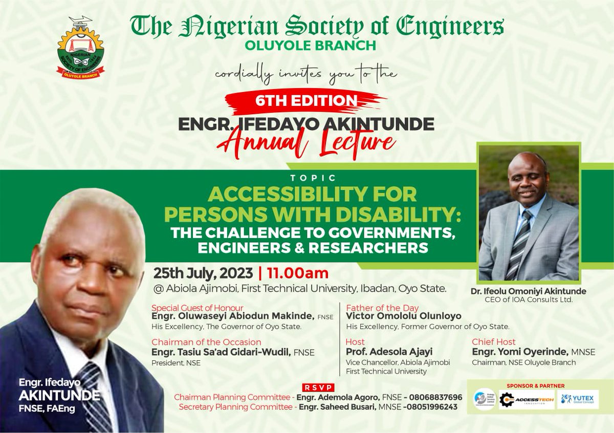 SeyiOjelabi's tweet photo. I receive a honorary request from NSE Oluyole branch to my brand start-up company "#Idea2Reality" in the just concluded 6th edition annual lecture.
We showed partnership to exhibit our various indigenous assitive tool device for person with disability for disability inclusion. https://t.co/qu5PFYs3zP