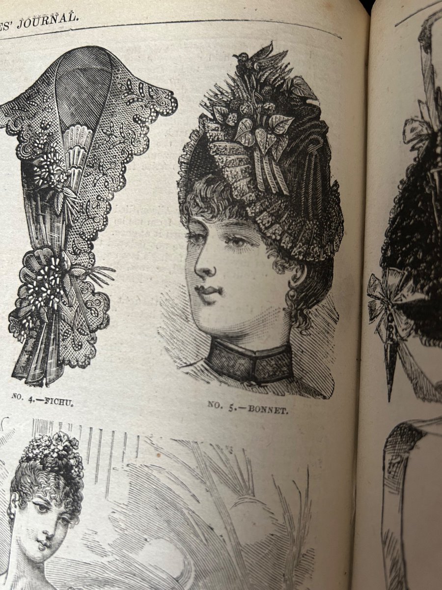 ahehealy's tweet photo. The Young Ladies’ Journal, an illustrated periodical running from 1864-1920, is a goldmine for avian adorned bonnets - some more conspicuous than others. These illustrations are from 1885, predating the emergence of the SPB by four years! https://t.co/nRyq51R1Dc