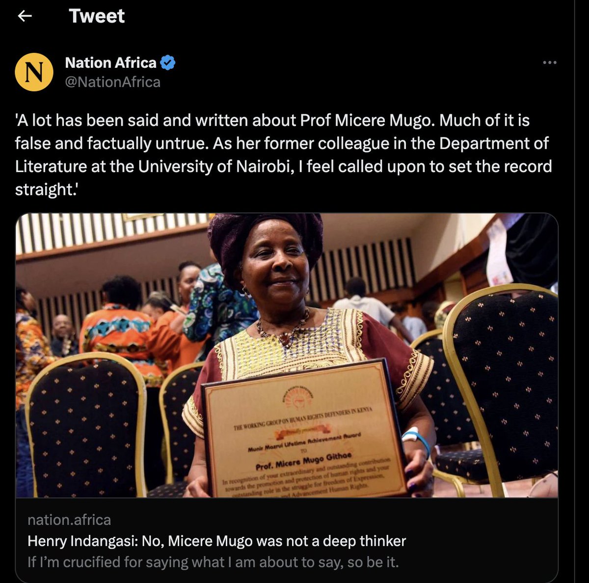 Zinduko's tweet photo. 1. Such an embarrassment, @NationAfrica. Why would your editorial team degrade your brand by publishing this?
If an academic is to contribute to an intellectual debate about the weight of another academic’s contributions, one expects that the debate would engage the work itself. https://t.co/d0GNitpxpD