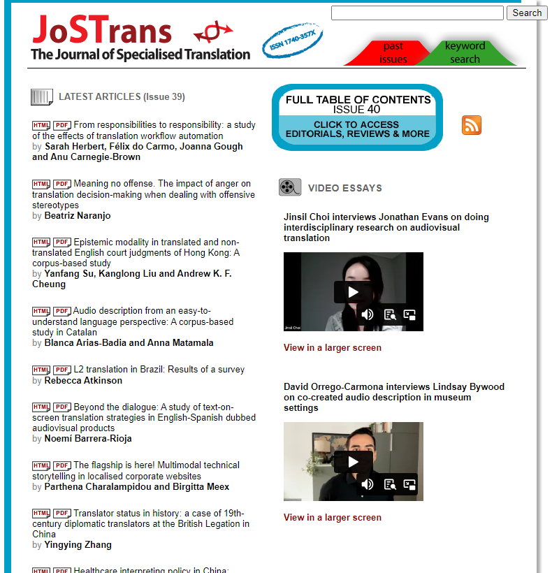 JoSTrans - The Journal of Specialised Translation tweet media