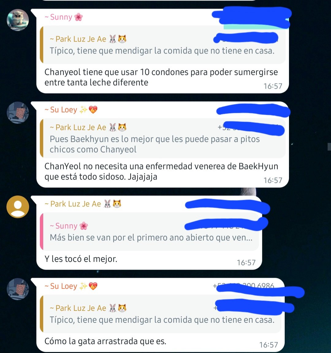 Only_exol_9's tweet photo. @jxetp @DaeMyeon_ @Hikarycotton No sabia que decirle eso a Baek era broma 🤔 que tan mal tienes que estar de la cabeza para pensar que una enfermedad es broma 🤢 https://t.co/l0NfENeoou