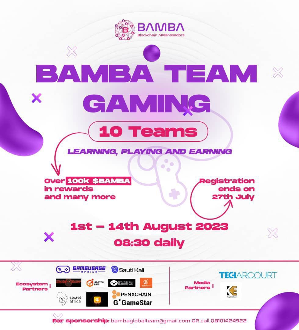 Suretradebygms's tweet photo. What’s better than playing your favorite game?
Earning while you play!!
Join the @BambaGlobal team gaming contest and stand a change to win over a 100k $Bamba & many more amazing rewards.
This message is sponsored by Sure Trade App!
#GameStarExchange #SureTradeApp https://t.co/RNWtDJSjie
