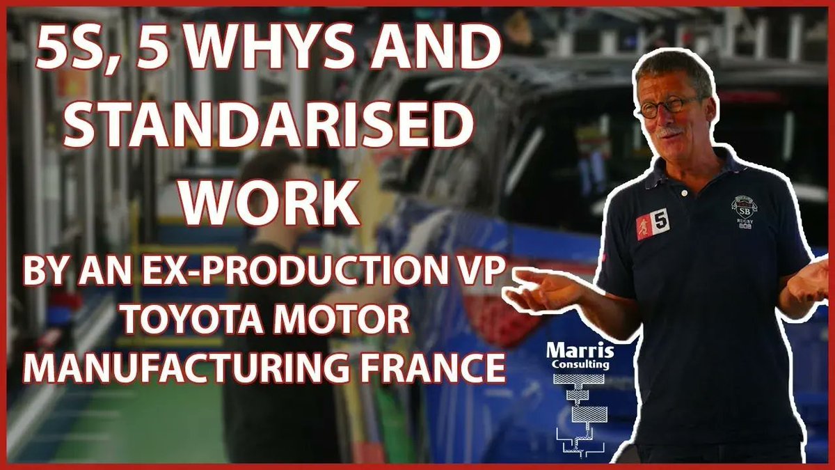 PMarris's tweet photo. Toyota ex-VP Manufacturing comments on: 5S + 5 Whys + Standard Work. They require permanent reminding and coaching even in Toyota. 8 minute video interview of Reynald Debaut-Henocque by @PMarris 
https://t.co/8mrwx8W3Nq 
#Lean #ToyotaWay #GoodLean #5S #5Why #StandardWork https://t.co/32FzLGJYFU