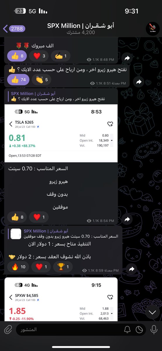 Abu_Shaqran's tweet photo. اقتصرت طرح المطروح في القناة يوم الجمعة في صفقتين 
وكذلك يوجد غيرها وحققت اكثر من 100٪ 
اللهم ارزقني واجعلني سبباً في رزق الجميع 

$spx
$tsla https://t.co/HYDUzErJtm