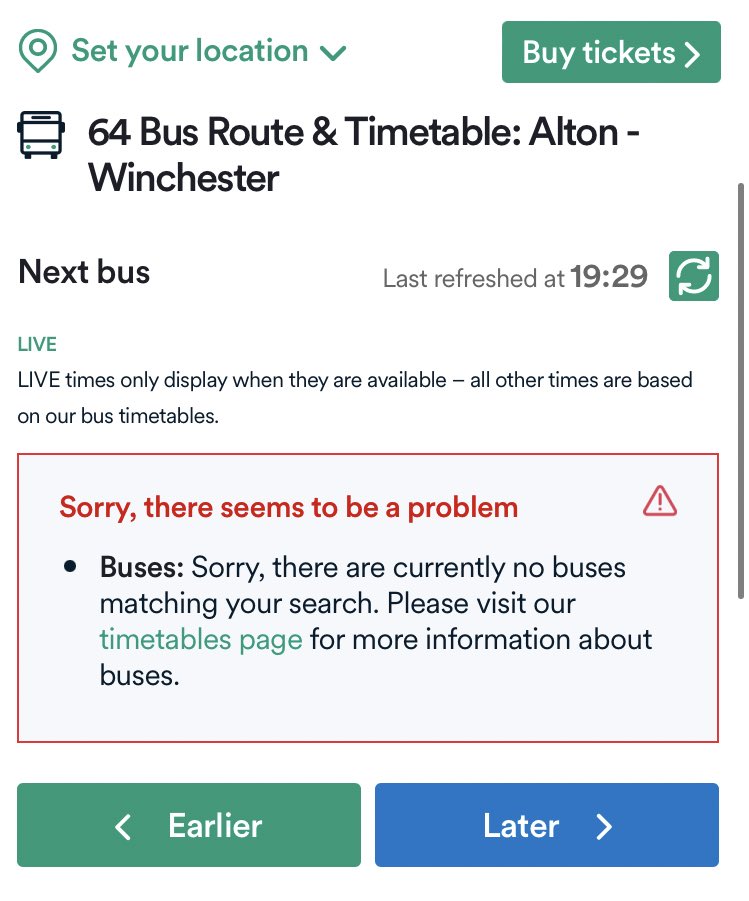 StuartE_'s tweet photo. @StagecoachSouth @StagecoachSouth your live update tracker is down for some reason - like this on both iPhone and PC, both Wifi and 4G, with restarts https://t.co/o32wMIOdsR