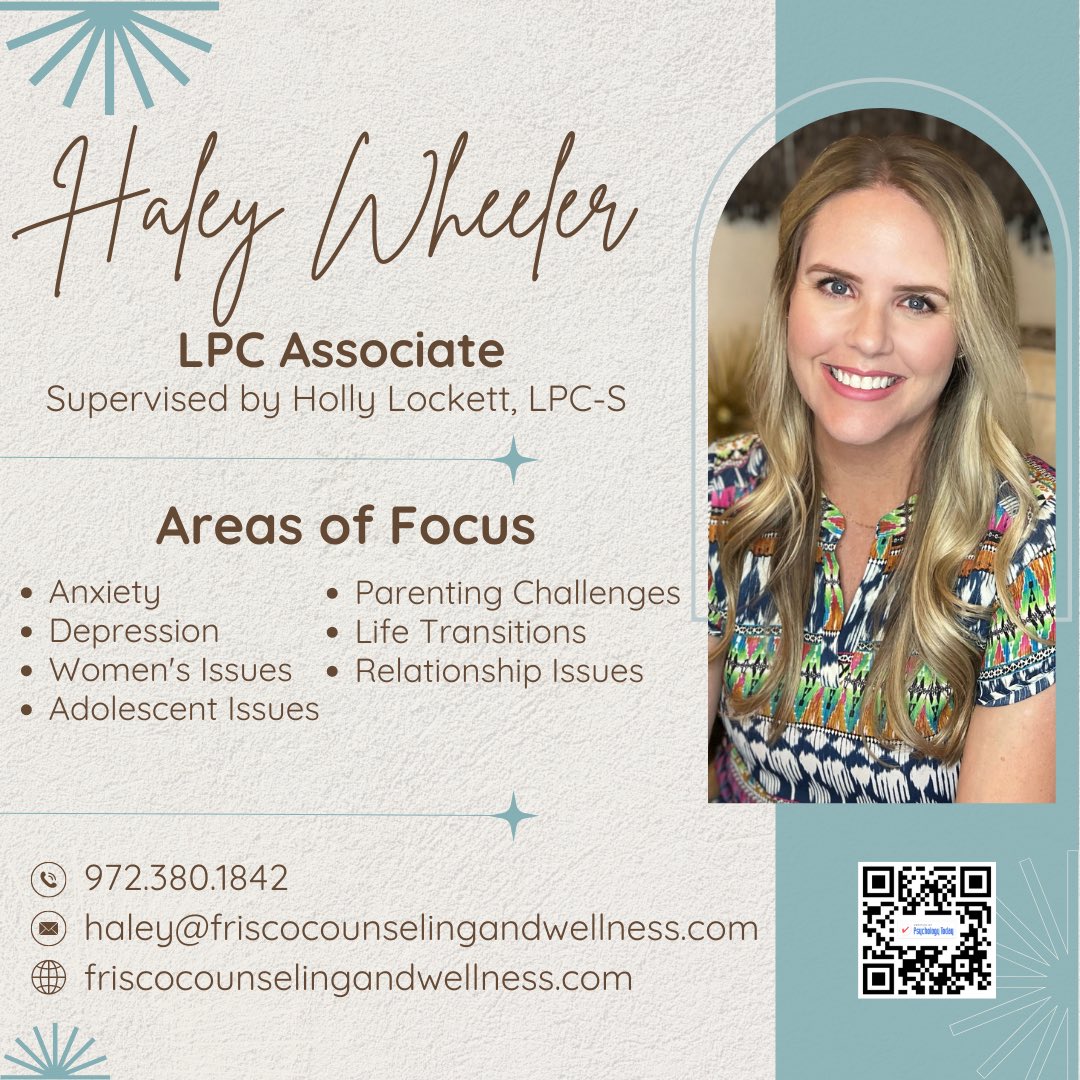 After 16 years in education, I'm thrilled to announce my transition to private practice counseling at Frisco Counseling &amp; Wellness! I’ll finally have the opportunity to offer support on a more personal level. Please share my info with anyone who may benefit.💖#wellness 🌱#growth