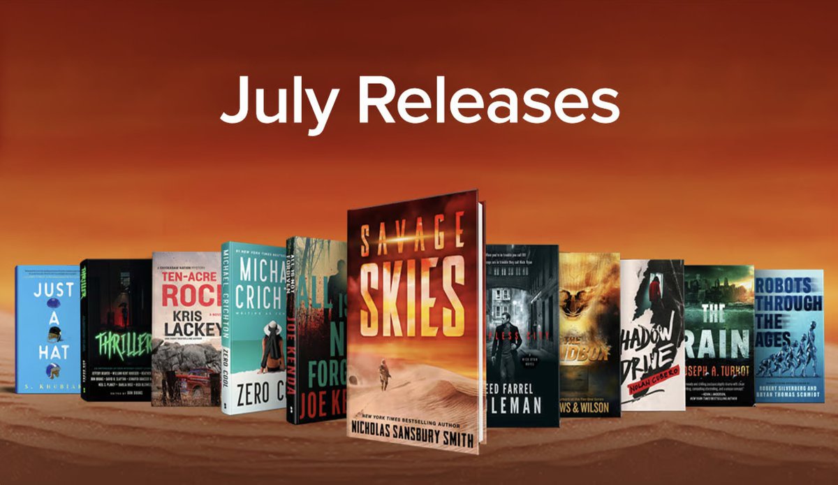 BlackstoneAudio's tweet photo. With 3 days left in the month, wave hello to the newest July titles heating up this month's book charts!
#THERAIN
#JUSTAHAT
#THRILLER
#SAVAGESKIES
#SHADOWDRIVE
#SLEEPLESSCITY
#TENACREROCK
#THESANDBOX
#ALLISNOTFORGIVEN
#ROBOTSTHROUGHTHEAGES
📕Find them at https://t.co/ZNJFORHRGT https://t.co/iVviH2Nu0T