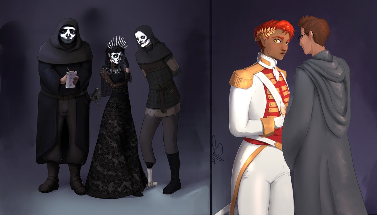 #Griddleharkweek #7: Formal Wear
Guess who also thought of the Ball AU? Meeeee

I had sketched out a modern AU prom pic but remembered I had this lined and partially colored just sitting there.

Then I overworked it and my tablet has developed bad spots so I couldn't see and bleh