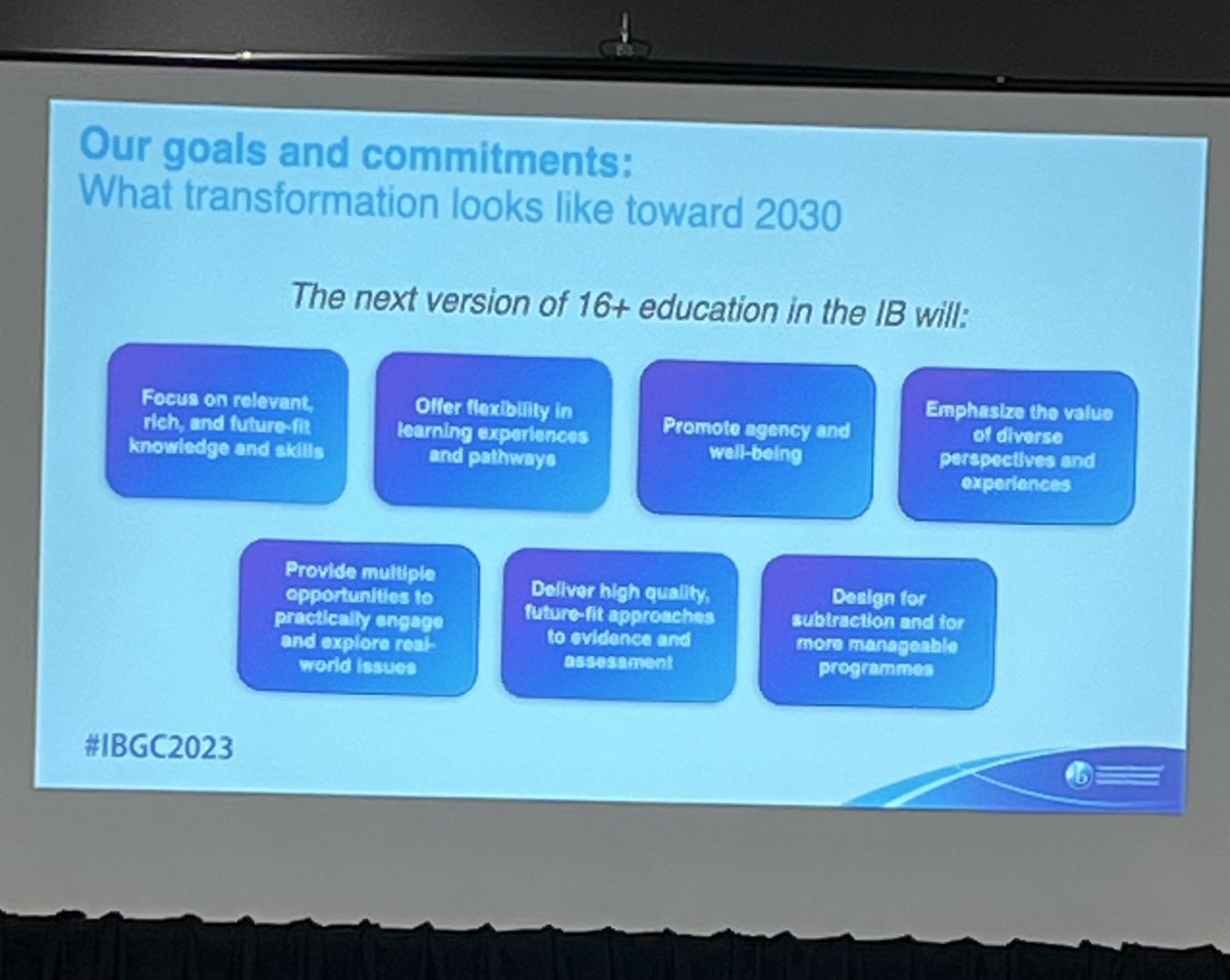 We are talking about the direction of travel for the IB’s 16+ educational pathways at the IB conference, Joel Adams leading #IBGC2023
