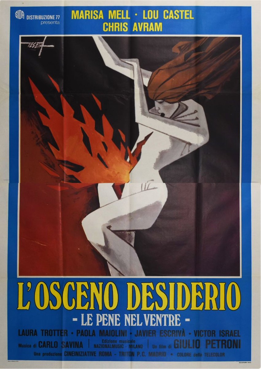Italian film poster for #ObsceneDesire (1978 - Dir. #GiulioPetroni) #MarisaMell #ChrisAvram #LouCastel #LauraTrotter