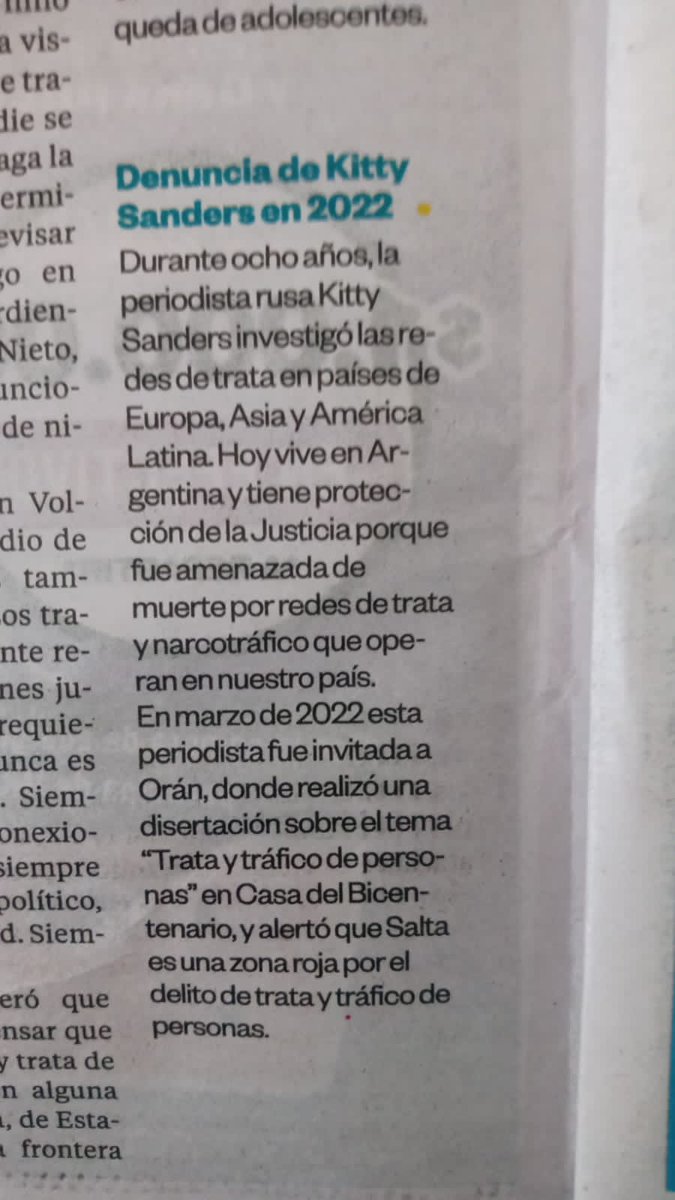 kisanders's tweet photo. El Jueves 27 de julio en el diario El Tribuno de Salta salio la nota sobre la tematica de Trata y Tráfico de Personas, donde escribieron sobre mi investigación periodística.
#tribuno #diario #kittysandersdisertante #kittysanders #tratazero #tratazerotolerancia #tratadepersonas https://t.co/ZGQioOWDMS