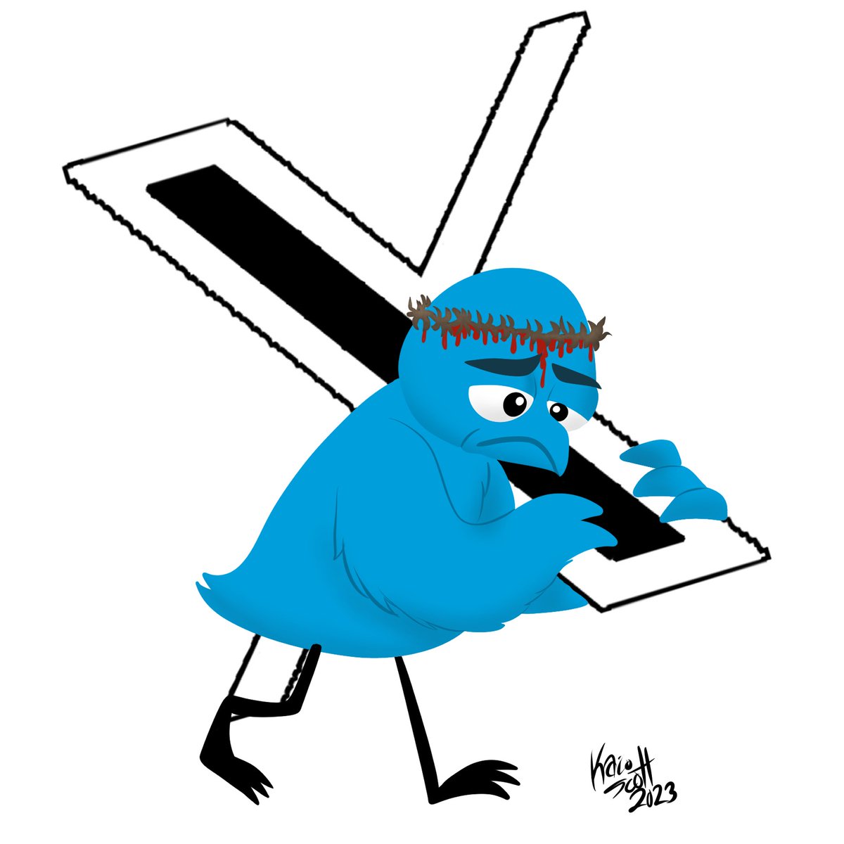 kaioscott's tweet photo. Et tu, Elon? #twitterbird #twitter 
.
.
.
#sketchbook #drawing #cartoon #drawings #cartoons #draw #sketch #sketches #doodle #doodles #illustration #illustrator #art #artist #artwork #artistic #color #pen #pencil #digitalart #digital #instagood #instaart #instaartist https://t.co/b2Qn1Bk6LK