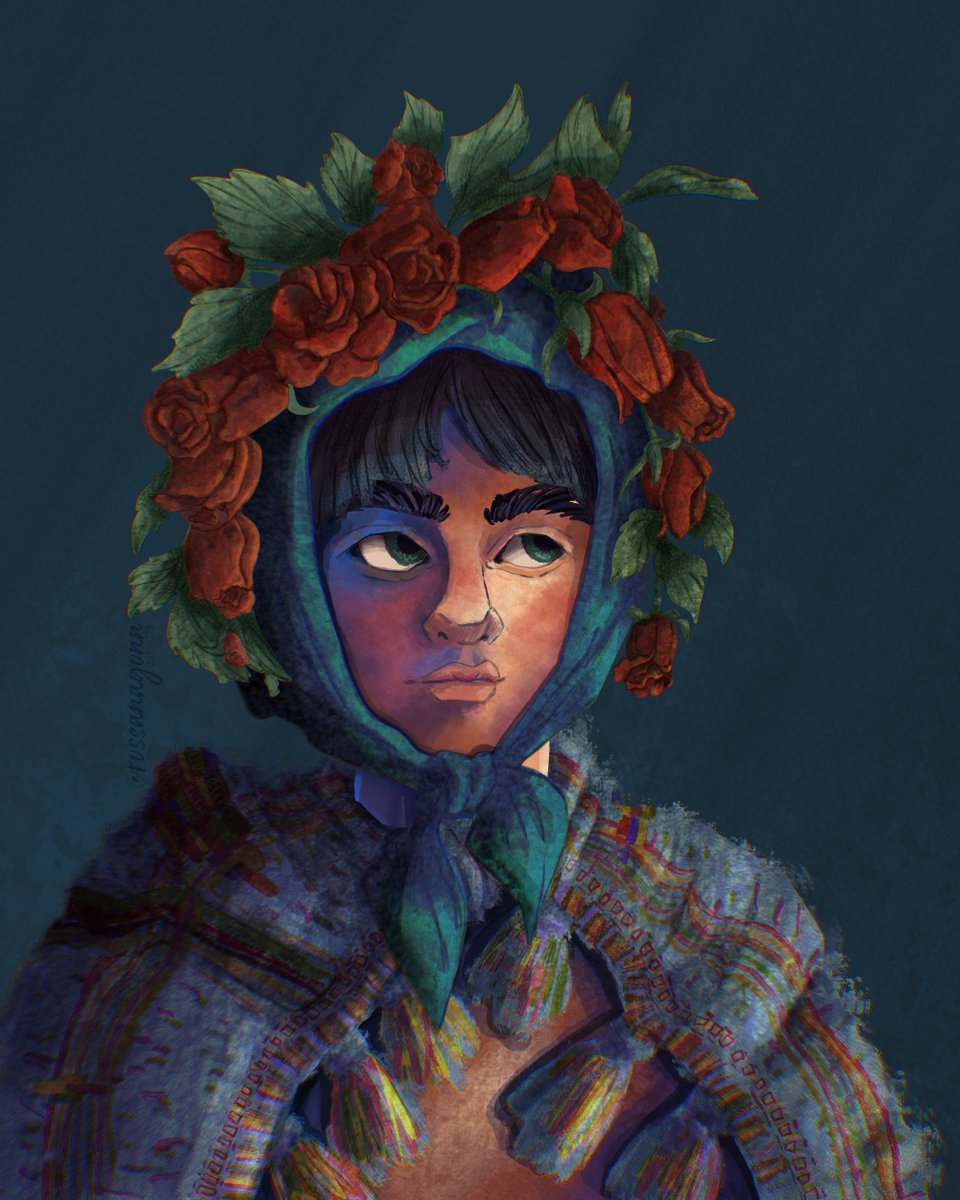 Hoy intenté hacer una ilustración con mas contraste y me gustó el resultado 🌹👦🏽✨