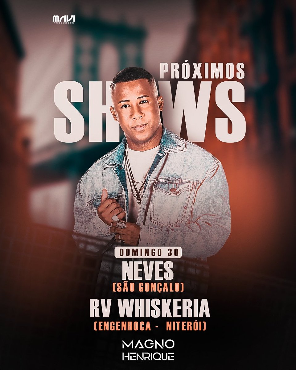 São Gonçalo e Niterói, domingão vamos matar essa saudade!!🧡

Show da semana 
DOM. 30.07 
Neves - São Gonçalo 

RV WHISKERIA 
Engenhoca - Niterói 

#shows #Magnohenrique