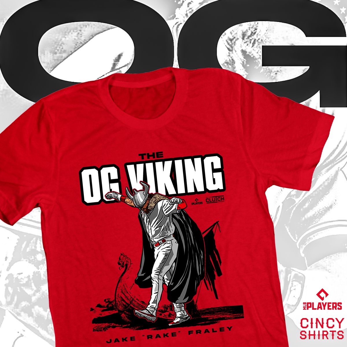 CincyShirts's tweet photo. Jake "The Rake" Fraley is the OG Viking ‼️
@jfral_23 x @mlbplayersinc 👉 https://t.co/o7wR532V4d
.
.
#JakeFraley #Reds #CincinnatiReds #ATOBTTR #RedsBaseball https://t.co/vpxTwbRnaO