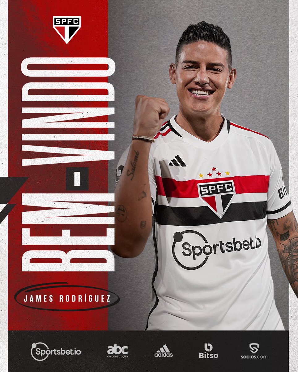 ✍️🆕 James Rodríguez é do Tricolor!

O meio-campista colombiano assinou com o São Paulo até 30 de junho de 2025.

Saiba mais ➡️ spfc.vc/3OcUb0q

#JamesTricolor 
#SejaSócioTorcedor
#VamosSãoPaulo 🇾🇪