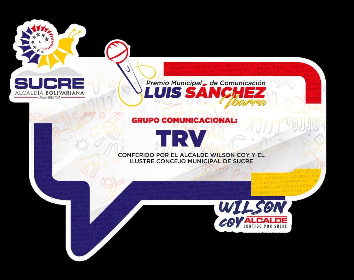 WILSONCOY's tweet photo. Un grupo Comunicacional que hace posible la veracidad, la objetividad y la visualización de la colectividad es el conformado por @TrvOficial @Elperiodiquito y @1075fmoficial por ello se hacen merecedores del Premio Municipal de Comunicación Luis Sánchez Ibarra. Felicidades!!! https://t.co/H6xmiV5LsG