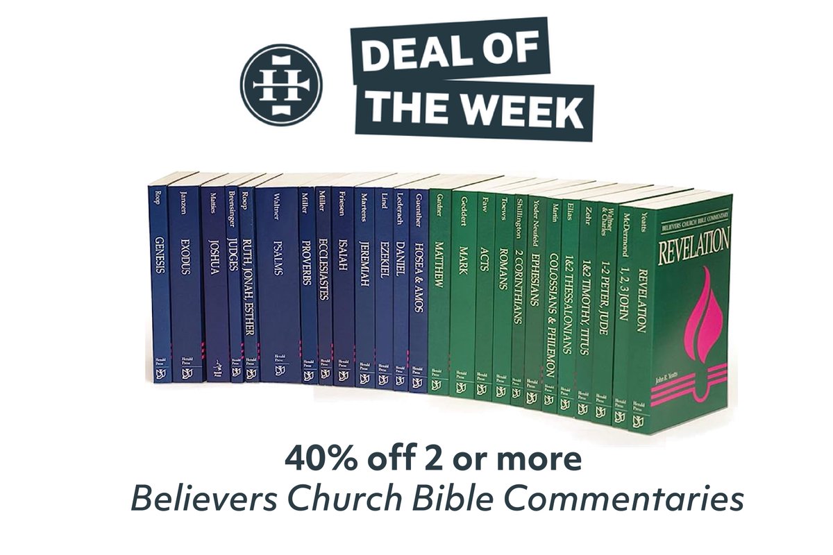 MennoMedia's tweet photo. Just one day left to get 40% off your purchase of 2 or more paperback Believers Church Commentaries!

Use the code WEEKLY at checkout, and remember—orders of $50 or more ship for free in the US!

https://t.co/3uSqzcOXuB https://t.co/D8BMmt3HM0
