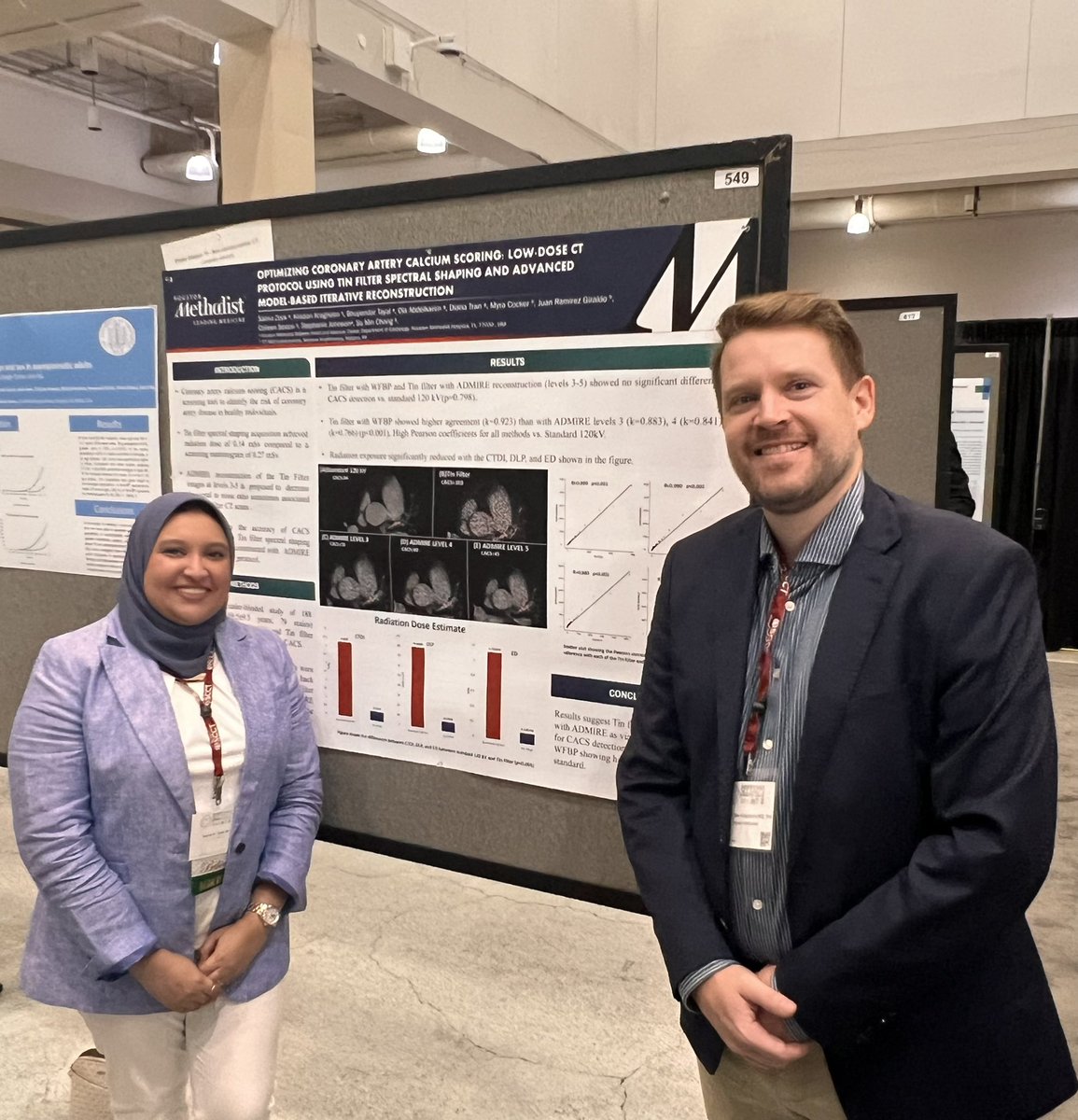Honored to present two posters at #SCCT2023. Overwhelmed by the praise, interest, and photo snaps! Fascinating discussions around methodology were the highlight. Grateful for this vibrant community. Here’s a glimpse of our work and the brilliant minds behind it. #CardioTwitter
