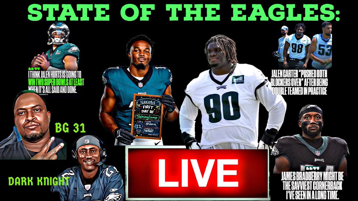 Philadelphia Eagles News Now | STATE OF THE EAGLES EPISODE: 10 Dawgs Rea... youtube.com/live/rNT4Xh6YX… via <a href="/YouTube/">YouTube</a> <a href="/EaglesTalk3/">Eagles Talk</a> <a href="/BIRDGANG31_P/">BIRDGANG 31💚🦅</a>  <a href="/BGSM_/">BGN SPORTS / ENTERTAINMENT MEDIA</a> <a href="/Eagles/">Philadelphia Eagles</a> #FlyEaglesFly #WEBUILTDIFFERENT🦅 8:30 PM EST