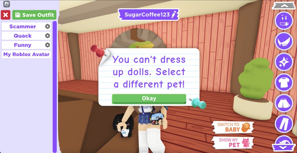 ItsSugarCoffee's tweet photo. Me was about to dress up my doll as Annabel to scare ppl, but Adopt me predicted my actions- https://t.co/fhOZ6hpqE1