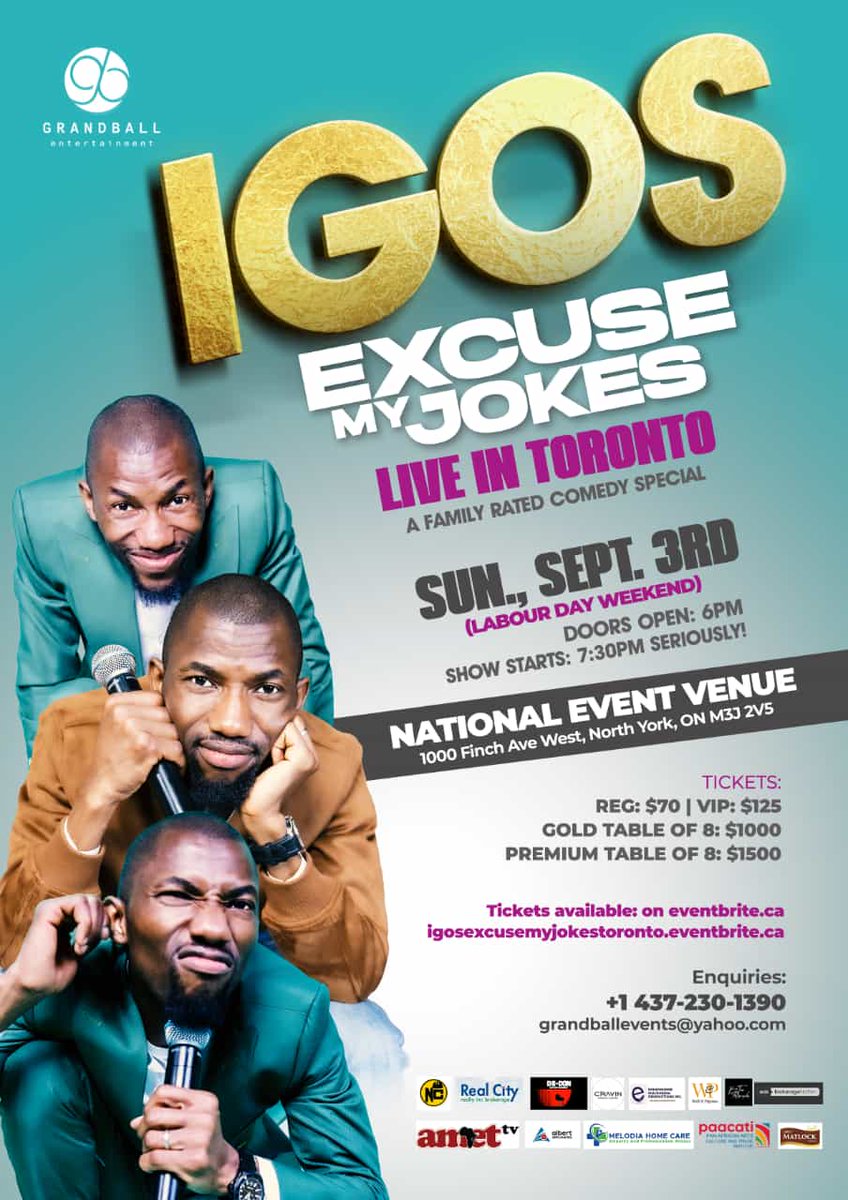 #IgosExcuseMyJokes Comedy Special Live in #Toronto 
Sun, Sept 3rd (Labor day weekend)
#StandUpComedy tkts at eventbrite.ca
