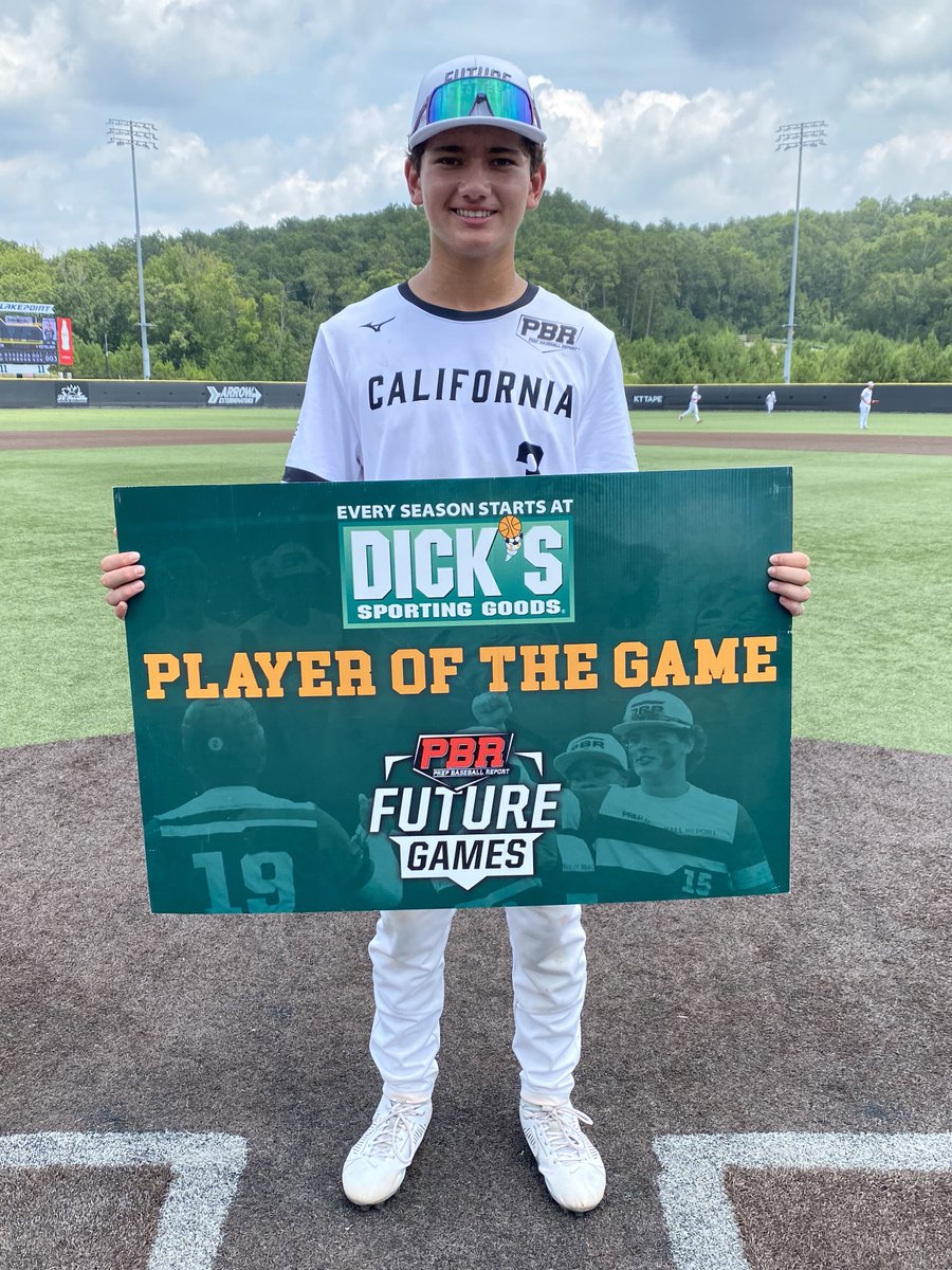 Prep Baseball (@prepbaseball) on Twitter photo Congrats to OF Ezekiel Lara (CA) the <a href="/DICKS/">DICK'S Sporting Goods</a> Sporting Goods Player of the Game. 👏🏅
Lara went 3-for-3 with two singles and a triple. #PBRFG23 Congrats to OF Ezekiel Lara (CA) the <a href="/DICKS/">DICK'S Sporting Goods</a> Sporting Goods Player of the Game. 👏🏅
Lara went 3-for-3 with two singles and a triple. #PBRFG23