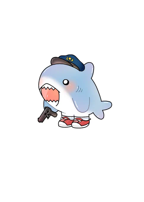 友達に描いて贈ったサメ君