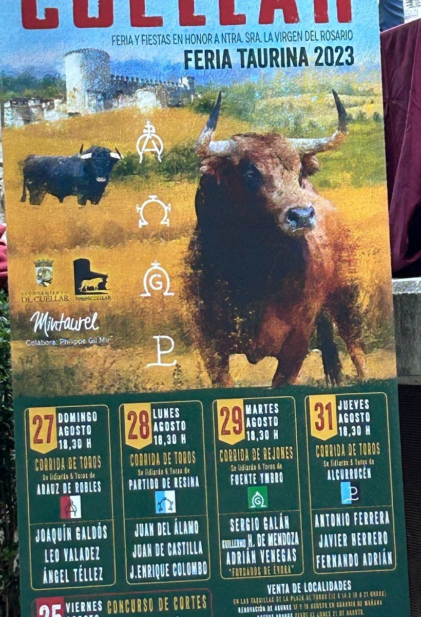 PtElEncierro's tweet photo. Carteles de la feria taurina de Cuéllar 2023 https://t.co/YdrW6yGfH9