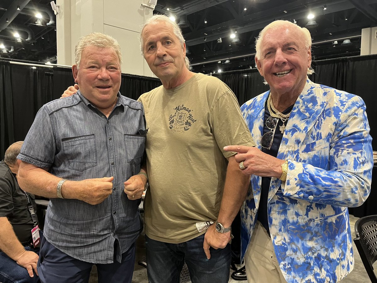 RicFlairNatrBoy's tweet photo. Legendary! WOOOOO! 
@WilliamShatner @BretHart https://t.co/LqSfBMSyW4