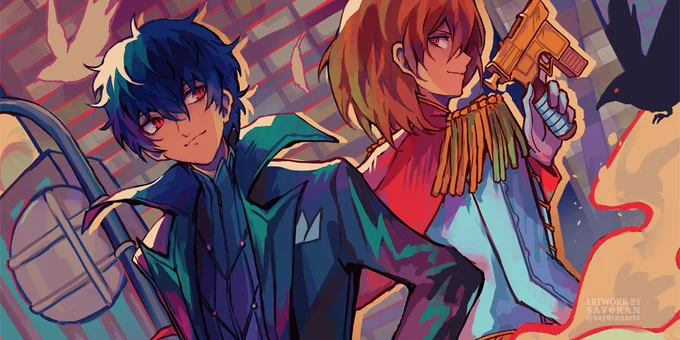 hi hi! here's a preview crop of the cover art for a 70+ pg shuake fanbook i had been making :] coming very soon...!  very excited abt this as i've been quietly working on this for the past 8 or so months hehe