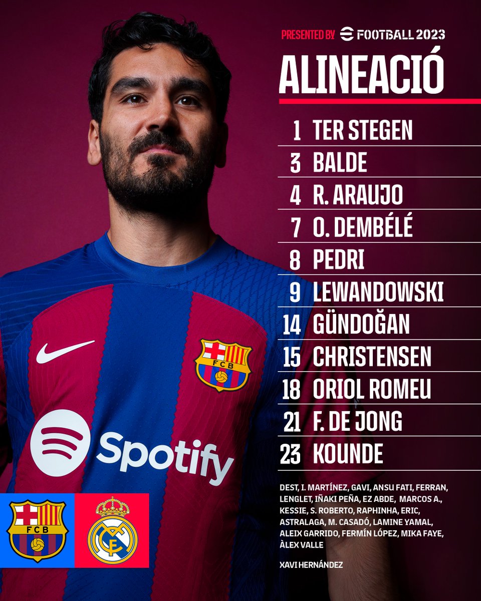 🚨 BARÇA XI 🚨
#ElClásico