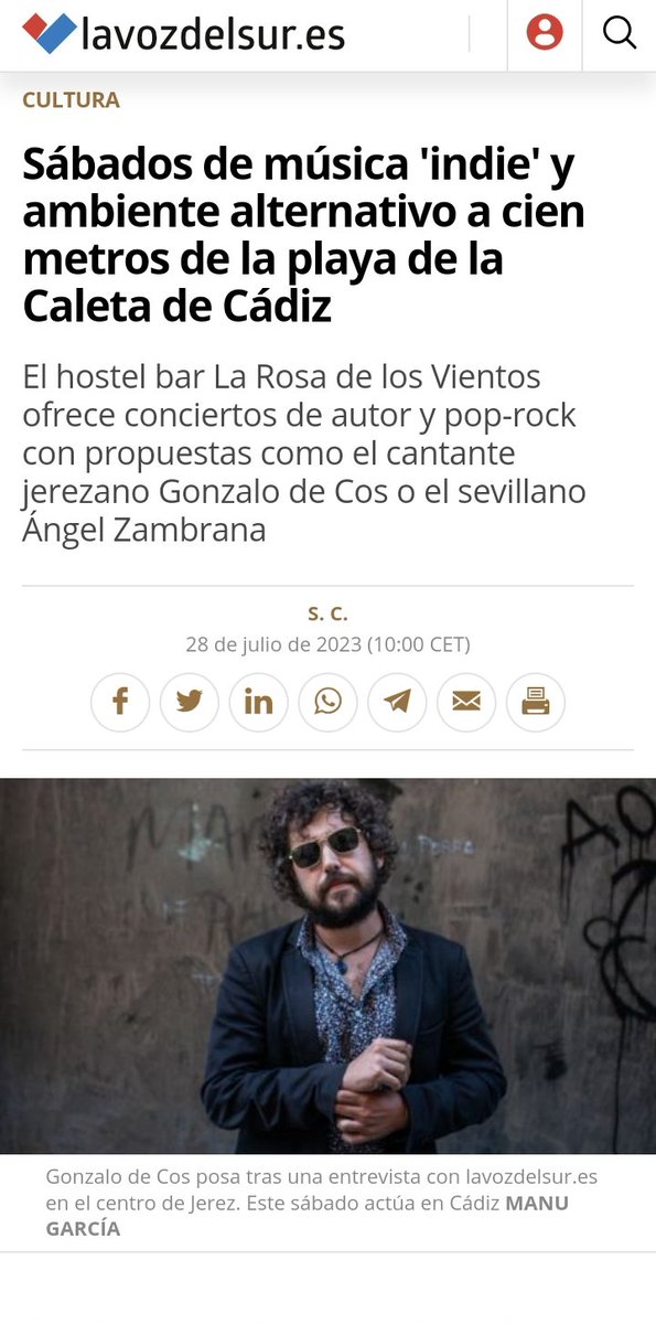 MelquiadeSYN's tweet image. Mujer, si estás harta de todo y sudas de la vida, vente a Cádiz a oír a Gonzalo De Cos.

#DeCos #Cádiz #Andalucía
#Música