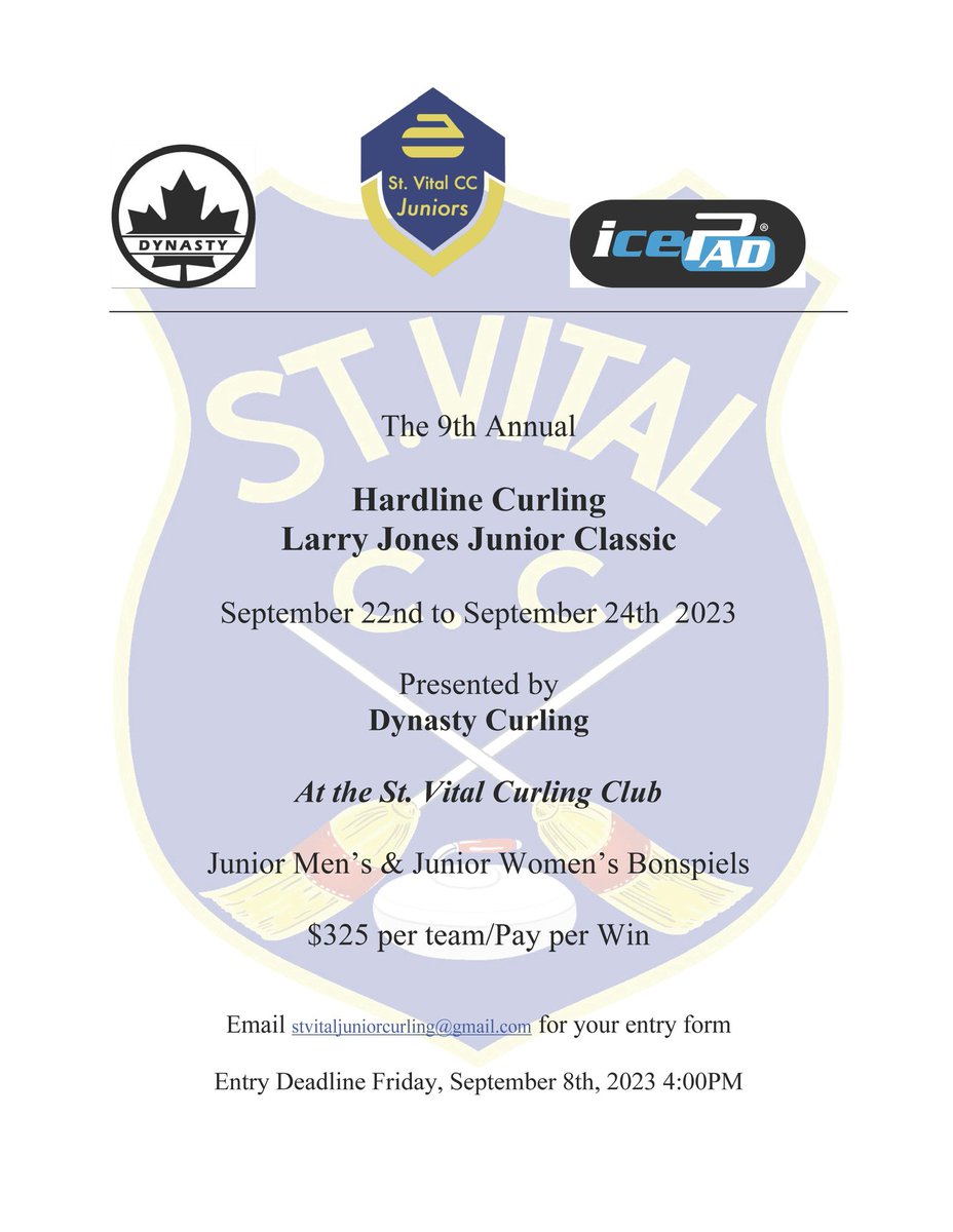 juniorcurlingMB's tweet photo. @HardlineCurling Larry Jones Junior Classic @stvitalcc September 22nd to 24th! Register today! https://t.co/cRiPPpQ4tc